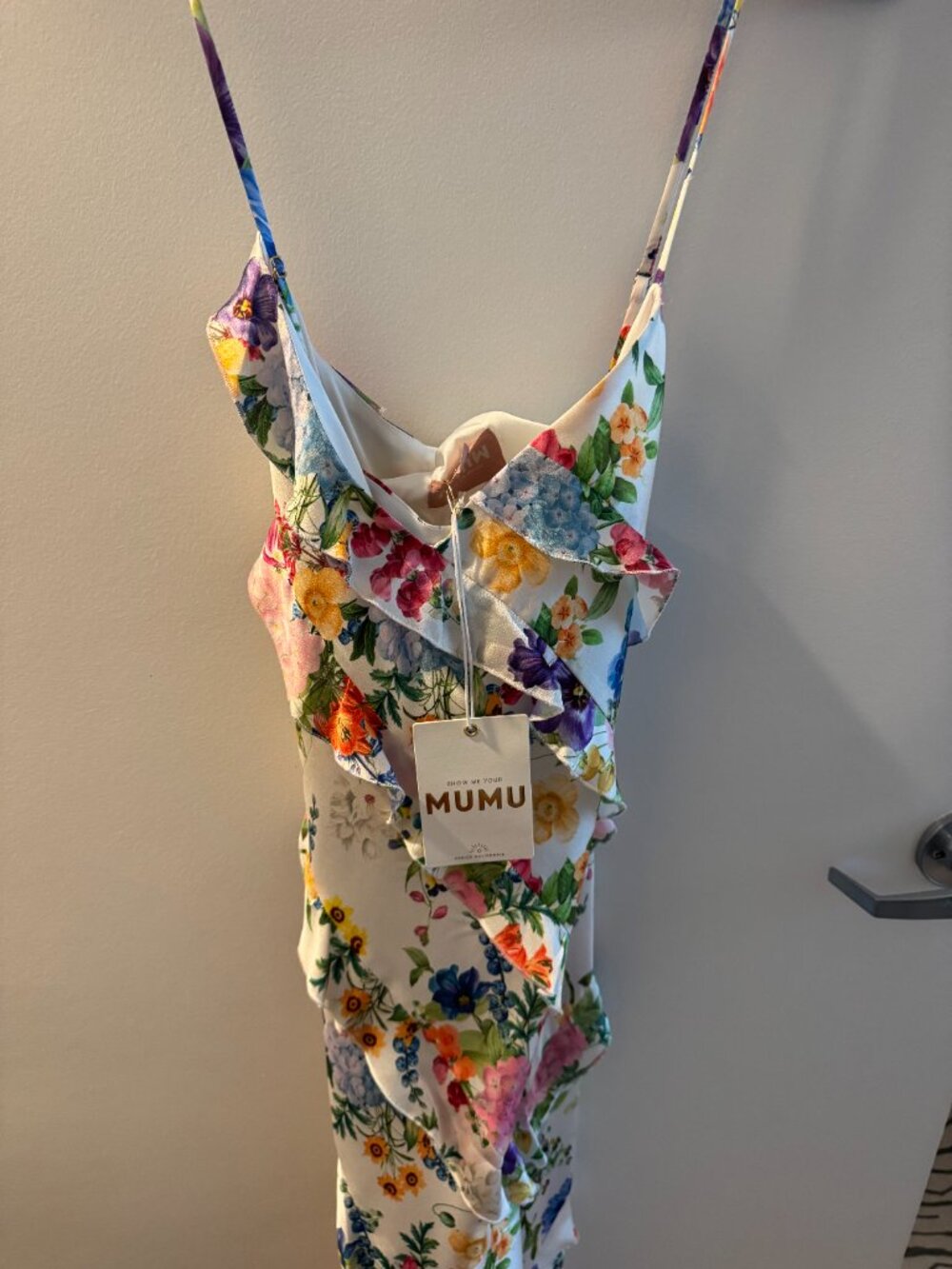 Show Me Your Mumu, Romance Ruffle Dress in Ivory Botanical Floral, New With Tags - Picture 3 of 3